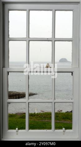 Datei Foto von Sanda Island fotografiert 2012: Die Privatinsel Sanda vor der Kintyre-Halbinsel in Argyll wurde verkauft. Berichten zufolge umfasst die Insel eine eigene Taverne, sieben Häuser, einen Leuchtturm, einen Pier, eine Hutbahn, ein Hubschrauberlandeplatz und mehrere Sandstrände. Die Insel liegt 21 km auf dem Seeweg südlich von Campbeltown und nur 32 km von Ballycastle in Nordirland entfernt. Es hatte in seiner Geschichte eine Reihe verschiedener Besitzer, darunter 1969 Jack Bruce, ein Mitglied der Rockgruppe Cream. Berühmt wurde es auch durch den Weihnachtshit von Sir Paul McCartney und Wings Mull of Kin aus dem Jahr 1977 Stockfoto