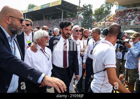 ECCLESTONE Bernie (gbr), ehemaliger CEO der Formel-1-Gruppe, BEN SULAYEM Mohammed (vae), Präsident der FIA, Porträt während der Formel 1 Pirelli Gran Premio dâItalia 2024, Grand Prix 2024 von Italien, 16. Runde der Formel-1-Weltmeisterschaft 2024 vom 30. August bis 1. September 2024 auf dem Autodromo Nazionale Monza, Italien Stockfoto