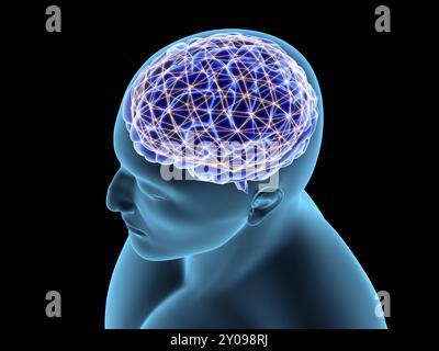 Konzeptuelles Bild eines neuronalen Netzes im menschlichen Gehirn Stockfoto