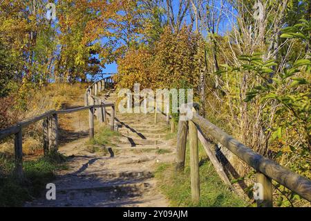 Wanderweg in Vitt am Kap Arkona, Insel Rügen in Deutschland, Wanderwegsdorf Vitt bei Kap Arkona, Insel Rügen in Deutschland Stockfoto