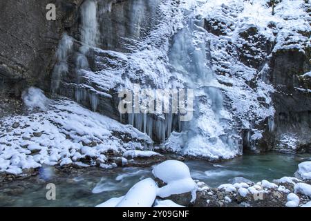 Winter in der Partnachschlucht, Bayern Stockfoto