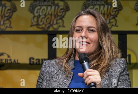 DORTMUND, 7. Dezember 2019: Alicia Silverstone (*1976, US-amerikanische Schauspielerin, Clueless, Batman & Robin) spricht über ihre Erfahrungen im Film Stockfoto