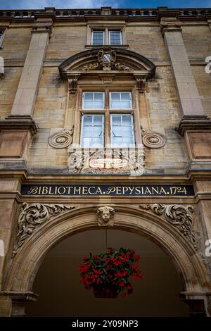 Die Pepys Library Cambridge - Details. Magdala College, Universität Cambridge. Irgendwann nach 1700 fertiggestellt, aber wahrscheinlich ab 1640 geplant. Stockfoto