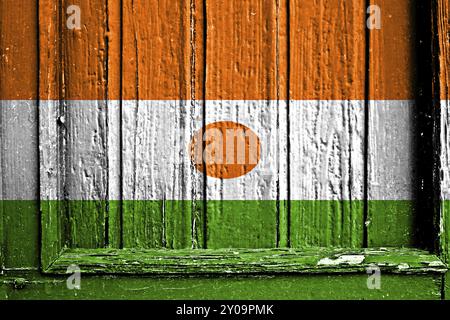 Flagge von Niger auf Holzrahmen gemalt Stockfoto