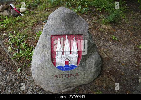 Grenzstein Hamburg Altona Stockfoto