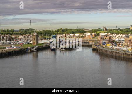 North Shields, Tyne and Wear, England, Großbritannien, September 05, 2018: Blick vom Fluss Tyne in Richtung Royal Quays Marina Stockfoto