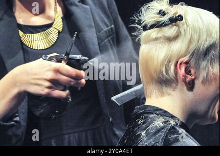 Details eines Haarschnitts Stockfoto