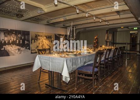 Den Helder, Niederlande, 31. Juli 2021. Das Innere des alten Kriegsschiffes im Hafen von den Helder. Stockfoto