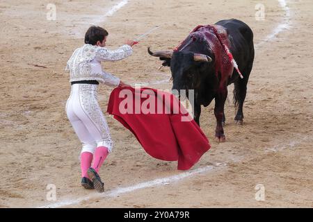 Stierkämpfer Ruben Pinar während des Stierkampfes von Corrida de Toros auf der Plaza de las Ventas in Madrid, 1. September 2024 Spanien Stockfoto