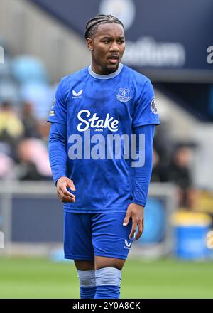 Manchester, Großbritannien. September 2024. Omari Benjamin of Everton beim Spiel Manchester City gegen Everton in der Premier League 2 am 1. September 2024 (Foto: Cody Froggatt/News Images) in Manchester, Vereinigtes Königreich am 1. September 2024. (Foto: Cody Froggatt/News Images/SIPA USA) Credit: SIPA USA/Alamy Live News Stockfoto