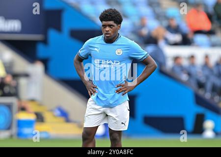 Manchester, Großbritannien. September 2024. Jaden Heskey von Manchester City während des U23-Spiels der Premier League 2 Manchester City gegen Everton im Joie Stadium, Manchester, Vereinigtes Königreich, 1. September 2024 (Foto: Cody Froggatt/News Images) in Manchester, Vereinigtes Königreich am 1. September 2024. (Foto: Cody Froggatt/News Images/SIPA USA) Credit: SIPA USA/Alamy Live News Stockfoto