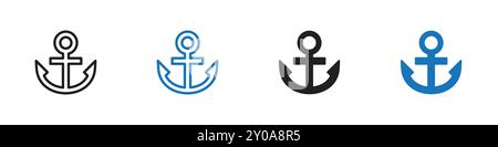 Ankersymbol lineares Vektorgrafik-Zeichen oder Symbolsatz für Web-App-ui Stock Vektor