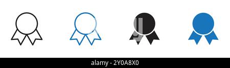 Badge-Symbol lineare Vektorgrafik Zeichen oder Symbolsatz für Web-App-ui Stock Vektor
