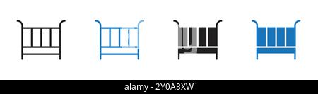 Babybettsymbol lineares Vektorgrafik Zeichen oder Symbolsatz für Web-App-ui Stock Vektor