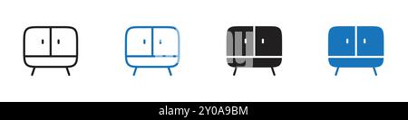 Schaltschranksymbol Linearvektorgrafik oder Symbolsatz für Web-App-ui Stock Vektor