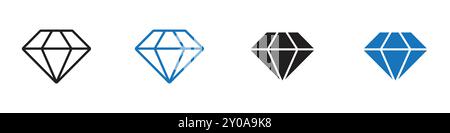 Diamantsymbol lineares Vektorgrafikzeichen oder Symbolsatz für Web-App-ui Stock Vektor