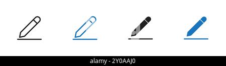 Symbol lineares Vektorgrafikzeichen oder Symbolsatz für Web-App-ui bearbeiten Stock Vektor