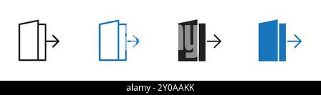 Abmeldesymbol lineares Vektorgrafik Zeichen oder Symbolsatz für Web-App-ui Stock Vektor