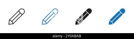 Bleistiftsymbol lineares Vektorgrafik Zeichen oder Symbolsatz für Web-App-ui Stock Vektor