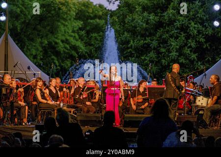 Concha Buika mit dem Symphonieorchester der Balearen, Paseo del Born, Palma, Mallorca, Spanien, Europa Stockfoto