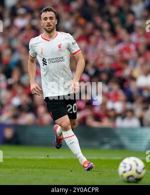 Manchester, Großbritannien. September 2024. Diogo Jota aus Liverpool während des Premier League-Spiels in Old Trafford, Manchester. Der Bildnachweis sollte lauten: Andrew Yates/Sportimage Credit: Sportimage Ltd/Alamy Live News Stockfoto