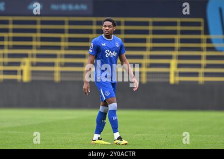 Manchester, Großbritannien. September 2024. Jamal Baptiste of Everton während des Premier League 2 U23 Spiels Manchester City gegen Everton im Joie Stadium, Manchester, Vereinigtes Königreich, 1. September 2024 (Foto: Cody Froggatt/News Images) in Manchester, Vereinigtes Königreich am 1. September 2024. (Foto: Cody Froggatt/News Images/SIPA USA) Credit: SIPA USA/Alamy Live News Stockfoto