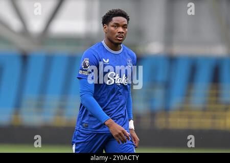 Manchester, Großbritannien. September 2024. Jamal Baptiste of Everton während des Premier League 2 U23 Spiels Manchester City gegen Everton im Joie Stadium, Manchester, Vereinigtes Königreich, 1. September 2024 (Foto: Cody Froggatt/News Images) in Manchester, Vereinigtes Königreich am 1. September 2024. (Foto: Cody Froggatt/News Images/SIPA USA) Credit: SIPA USA/Alamy Live News Stockfoto