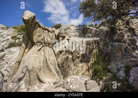 Cueva del beato Ramon Llull, en el santuario de Cura, Algaida, Mallorca, balearen, spanien Stockfoto