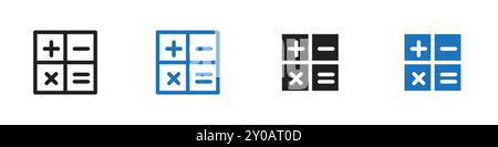Taschenrechnersymbol lineares Vektorgrafik-Zeichen oder Symbolsatz für die Web-App-benutzeroberfläche Stock Vektor