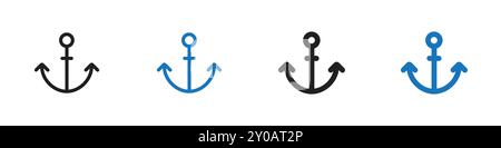 Ankersymbol lineares Vektorgrafik-Zeichen oder Symbolsatz für Web-App-ui Stock Vektor