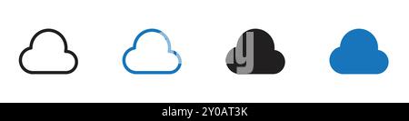 Cloud-Symbol lineares Vektorgrafik-Zeichen oder Symbolsatz für Web-App-ui Stock Vektor