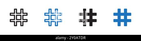 Hashtag-Symbol lineares Vektorgrafik Zeichen oder Symbolsatz für Web-App-ui Stock Vektor