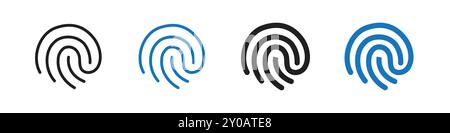 Fingerabdrucksymbol Linearvektorgrafik Zeichen oder Symbolsatz für Web-App-ui Stock Vektor