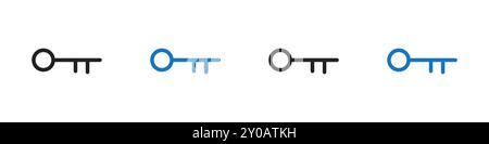 Schlüsselsymbol lineares Vektorgrafik Zeichen oder Symbolsatz für Web-App-ui Stock Vektor