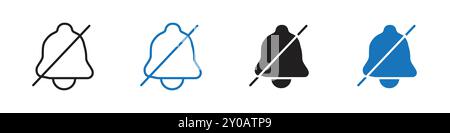 Symbol für Stummschaltung von Benachrichtigungen lineares Vektorgrafik oder Symbolsatz für Web-App-ui Stock Vektor