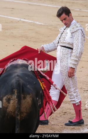 Madrid, Spanien. September 2024. Stierkämpfer Ruben Pinar während des Stierkampfes von Corrida de Toros auf der Plaza de las Ventas in Madrid, 1. September 2024 Spanien (Foto: Oscar Gonzalez/SIPA USA) Credit: SIPA USA/Alamy Live News Stockfoto