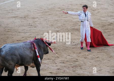 Madrid, Spanien. September 2024. Stierkämpfer Ruben Pinar während des Stierkampfes von Corrida de Toros auf der Plaza de las Ventas in Madrid, 1. September 2024 Spanien (Foto: Oscar Gonzalez/SIPA USA) Credit: SIPA USA/Alamy Live News Stockfoto