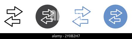Pfeile Datenübertragungssymbol flach in Schwarzweiß umrandete Vektormarkierung Stock Vektor