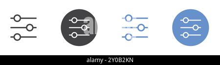 Symbol „Anpassungen“ flach in Schwarzweiß-Vektormarke Stock Vektor