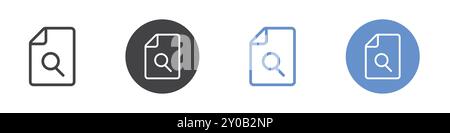 Symbol für die Dateisuche flach in Schwarzweiß umrandete Vektormarke Stock Vektor
