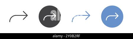 Vorwärts-Symbol flach in Schwarzweiß umrissener Vektormarkierung Stock Vektor