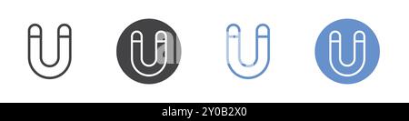 Magnet-Symbol flach in schwarz-weißer Farbe umrissene Vektormarkierung Stock Vektor