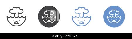Mind Blow Emoji Icon Flat Set in schwarz-weiß Farbe Umrandung Vektormarke Stock Vektor