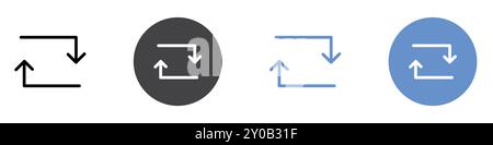 Symbol aktualisieren flach in Schwarzweiß umrandete Vektormarke Stock Vektor