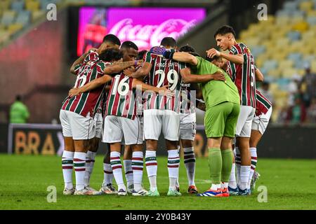 Rio, Brasilien - Septrember 01, 2024: Mannschaftsspieler im Spiel zwischen Fluminense gegen Sao Paulo bei der brasilianischen Meisterschaft, 25. Runde im Maracana Stadium Stockfoto