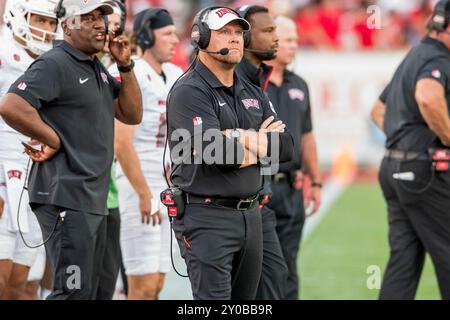 31. August 2024: Barry Odom, Cheftrainer der UNLV-Rebellen, während eines Spiels zwischen den UNLV-Rebellen und den Houston Cougars in Houston, Texas. Trask Smith/CSM Stockfoto