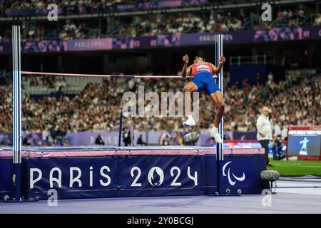 Roderick Townsend vom Team United States gewinnt Gold im Hochsprung der Männer T47 während der Para Athletics der Paralympics 2024 am Sonntag, September Stockfoto