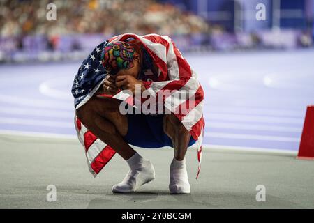 Roderick Townsend vom Team United States gewinnt Gold im Hochsprung der Männer T47 während der Para Athletics der Paralympics 2024 am Sonntag, September Stockfoto