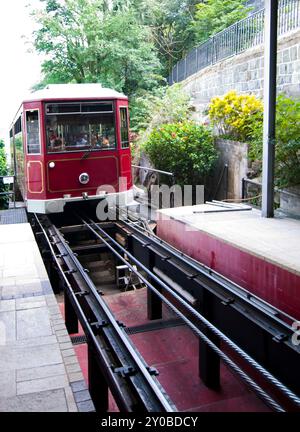 Die Peak Tram in Hong Kong. Stockfoto