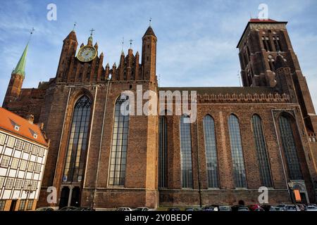 St. Marien Kirche (Bazylika Mariacka) in Danzig, Polen, Basilika der Himmelfahrt der Jungfrau Maria, die gotische Architektur in der Stadt gebaut Stockfoto